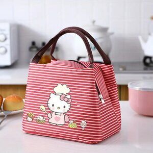 HELLO KITTY Red & White Striped‎ Insulated Lunch Tote (BRAND-NEW & SUPER CUTE!)
